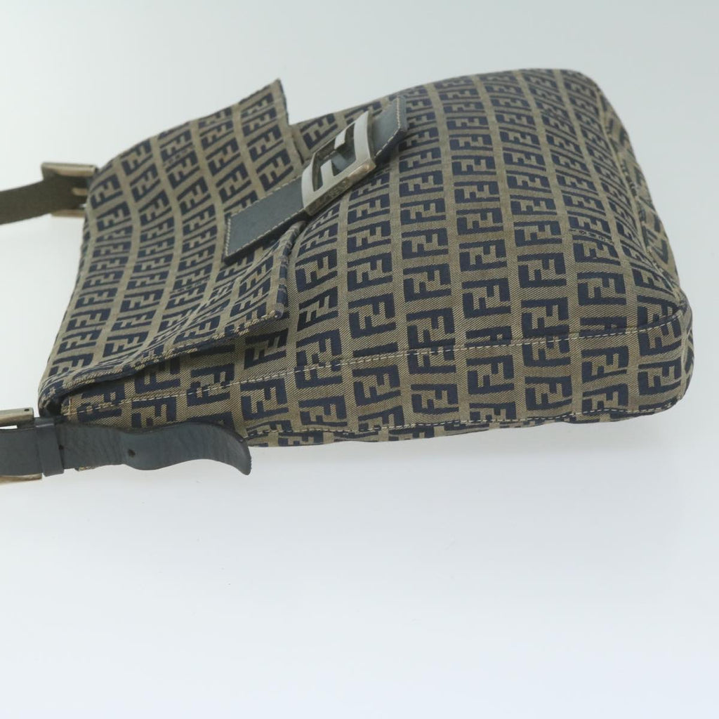 FENDI Zucchino Canvas Mamma Baguette Shoulder Bag Navyyk10314