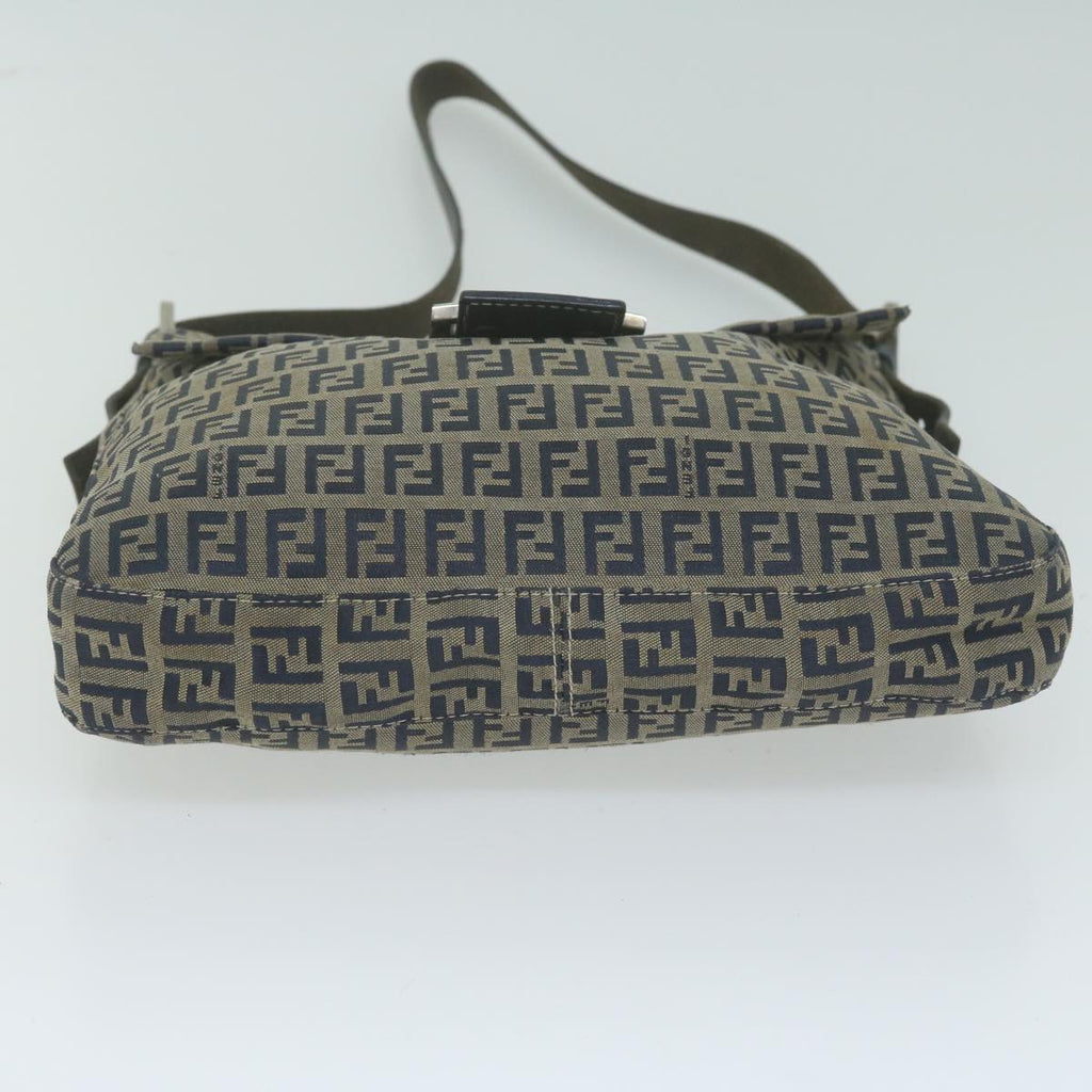 FENDI Zucchino Canvas Mamma Baguette Shoulder Bag Navyyk10314