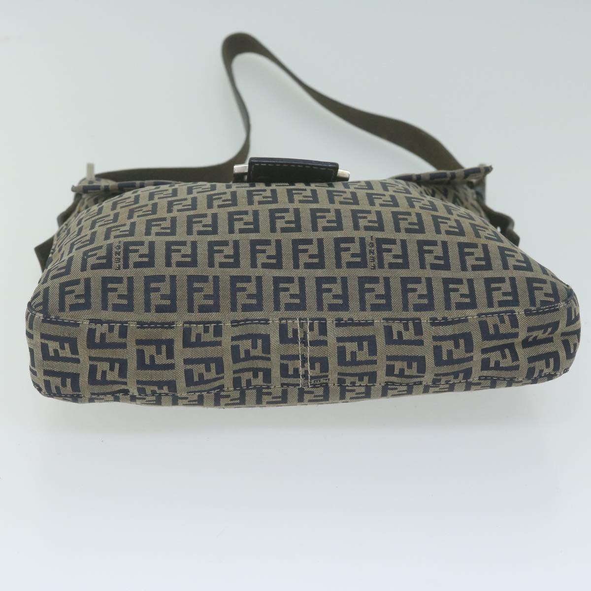 FENDI Zucchino Canvas Mamma Baguette Shoulder Bag Navyyk10314