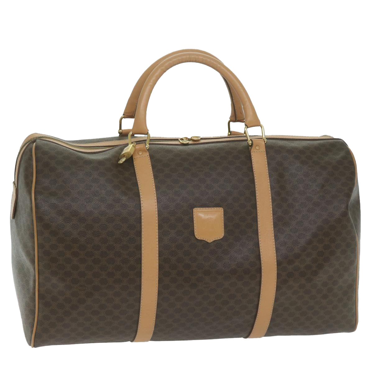 CELINE Macadam Canvas Boston Bag PVC Brown 10316