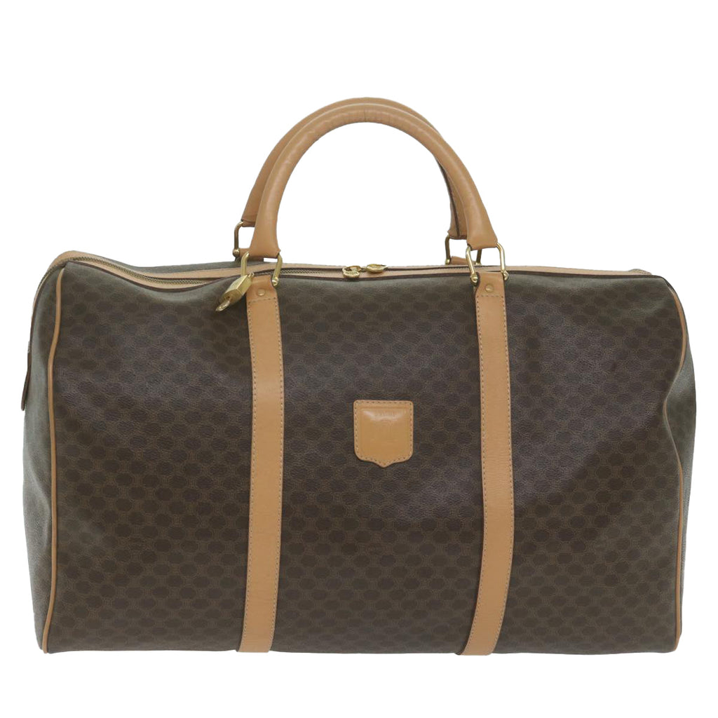 CELINE Macadam Canvas Boston Bag PVC Brown 10316