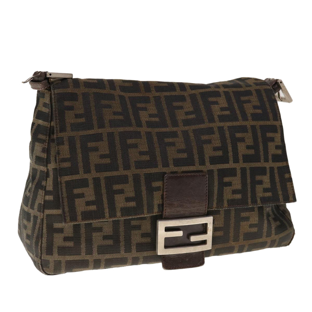 FENDI Zucca Canvas Mamma Baguette Shoulder Bag Brown Blackyk10323