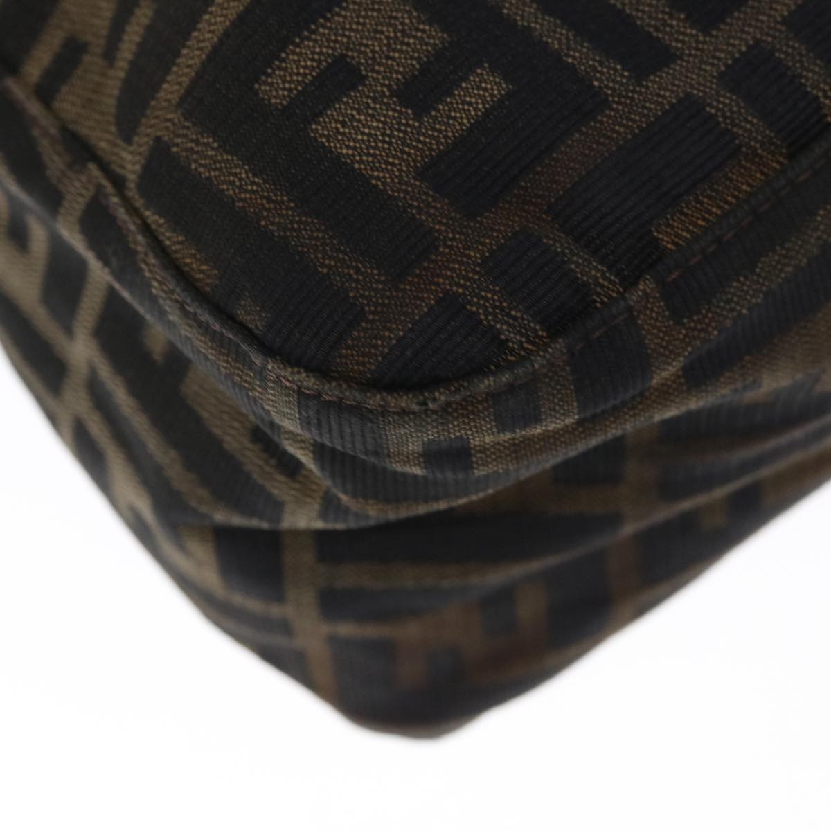 FENDI Zucca Canvas Mamma Baguette Shoulder Bag Brown Blackyk10323