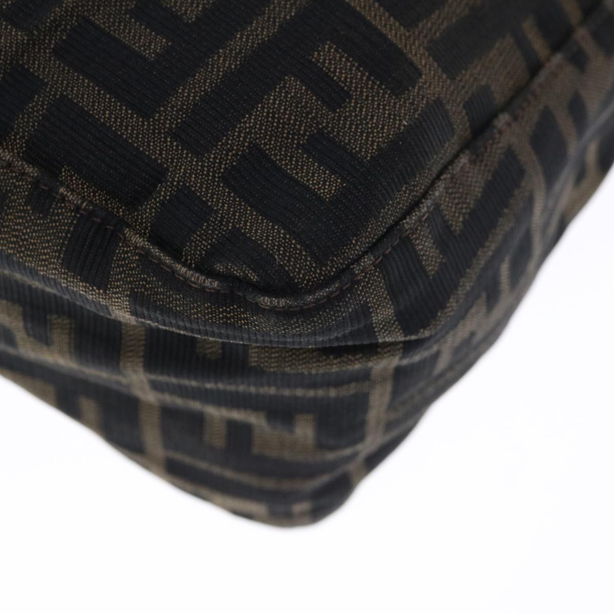 FENDI Zucca Canvas Mamma Baguette Shoulder Bag Brown Blackyk10323