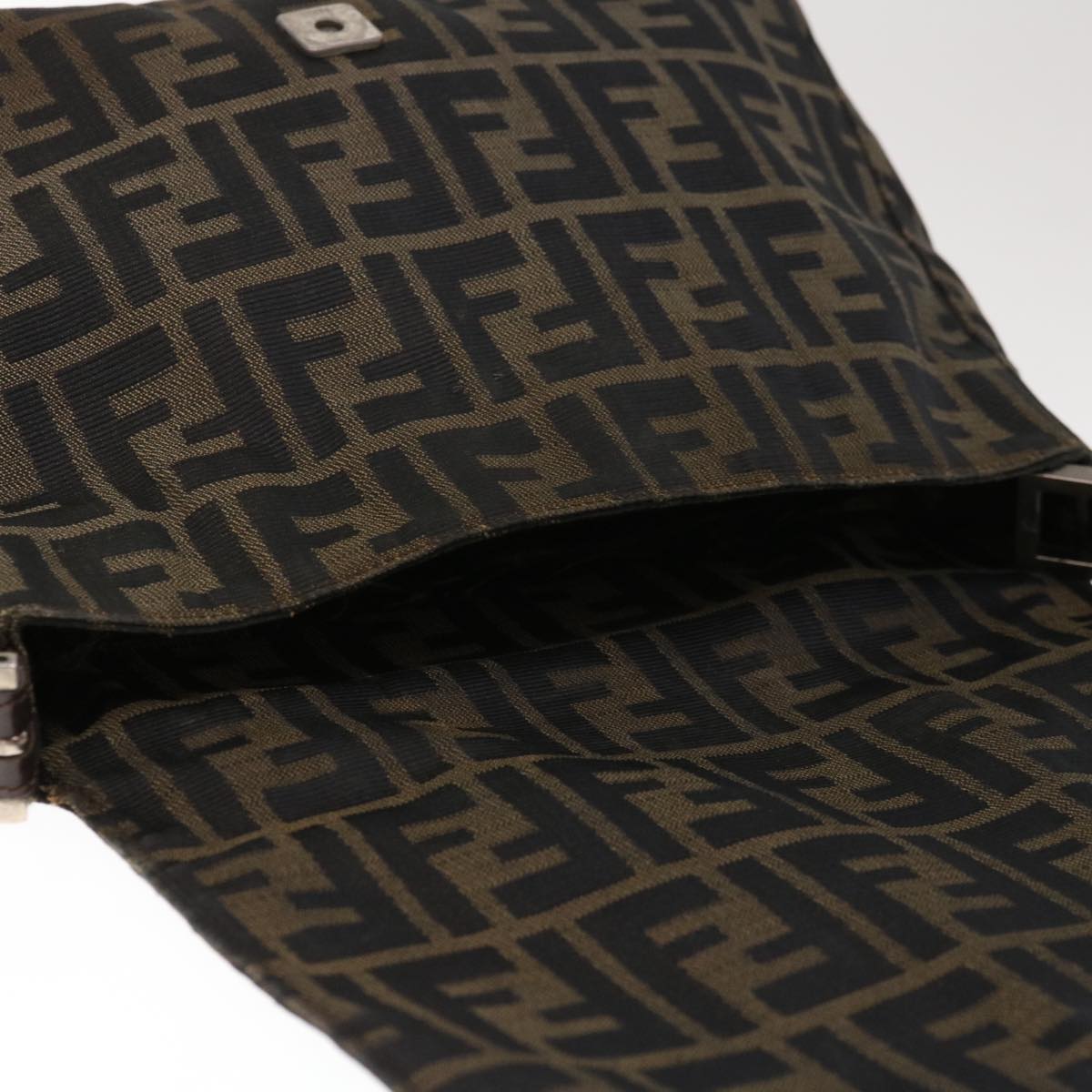 FENDI Zucca Canvas Mamma Baguette Shoulder Bag Brown Blackyk10323