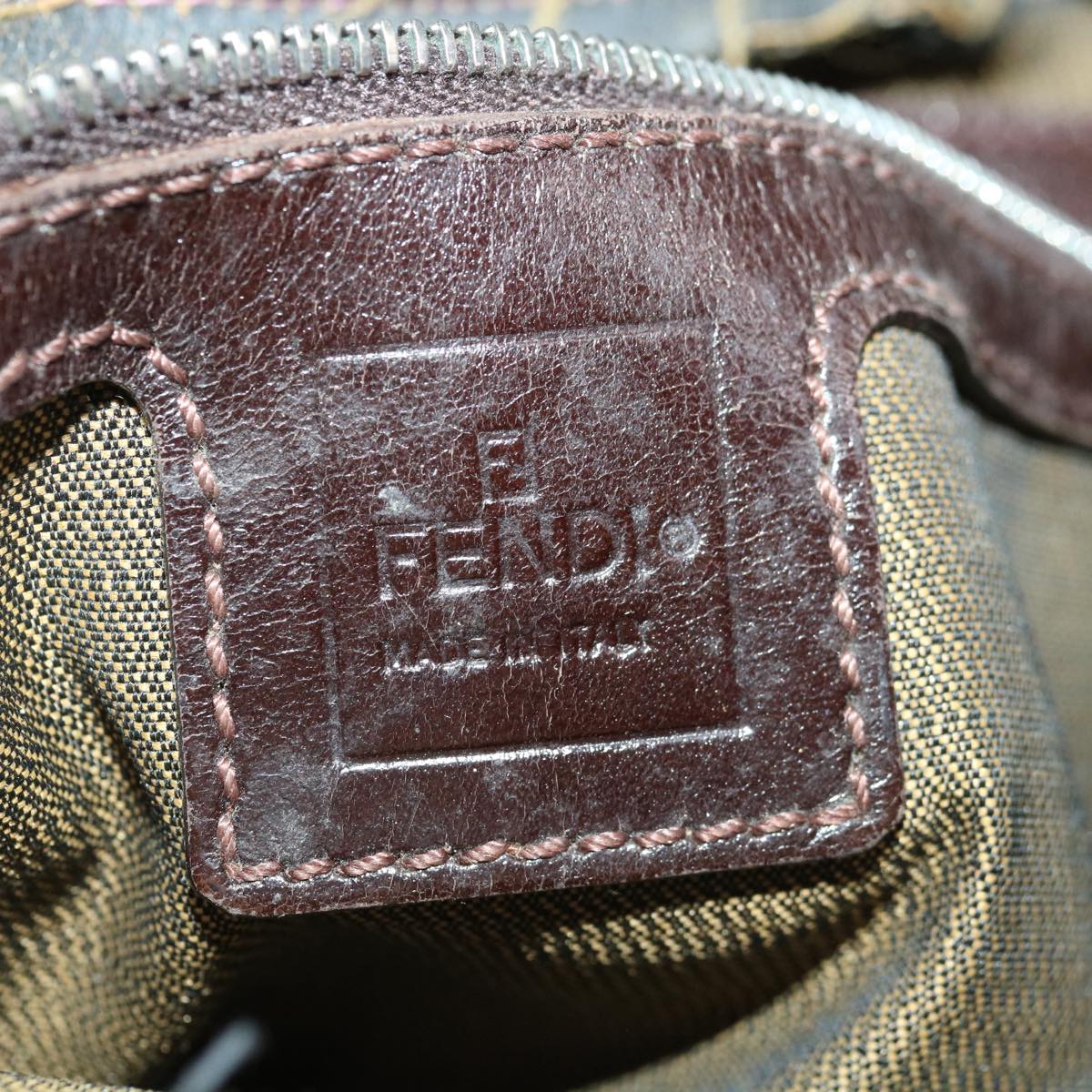 FENDI Zucca Canvas Mamma Baguette Shoulder Bag Brown Blackyk10323