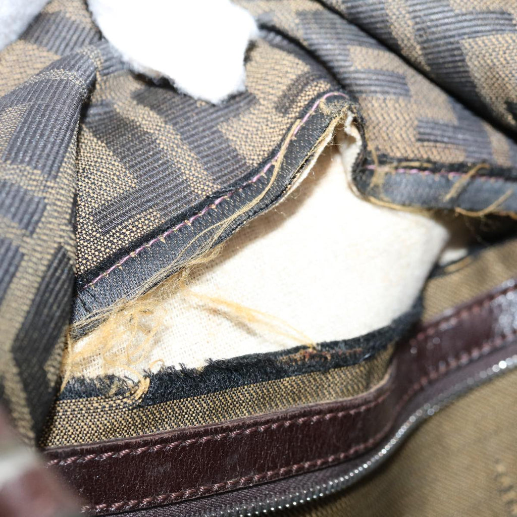 FENDI Zucca Canvas Mamma Baguette Shoulder Bag Brown Blackyk10323