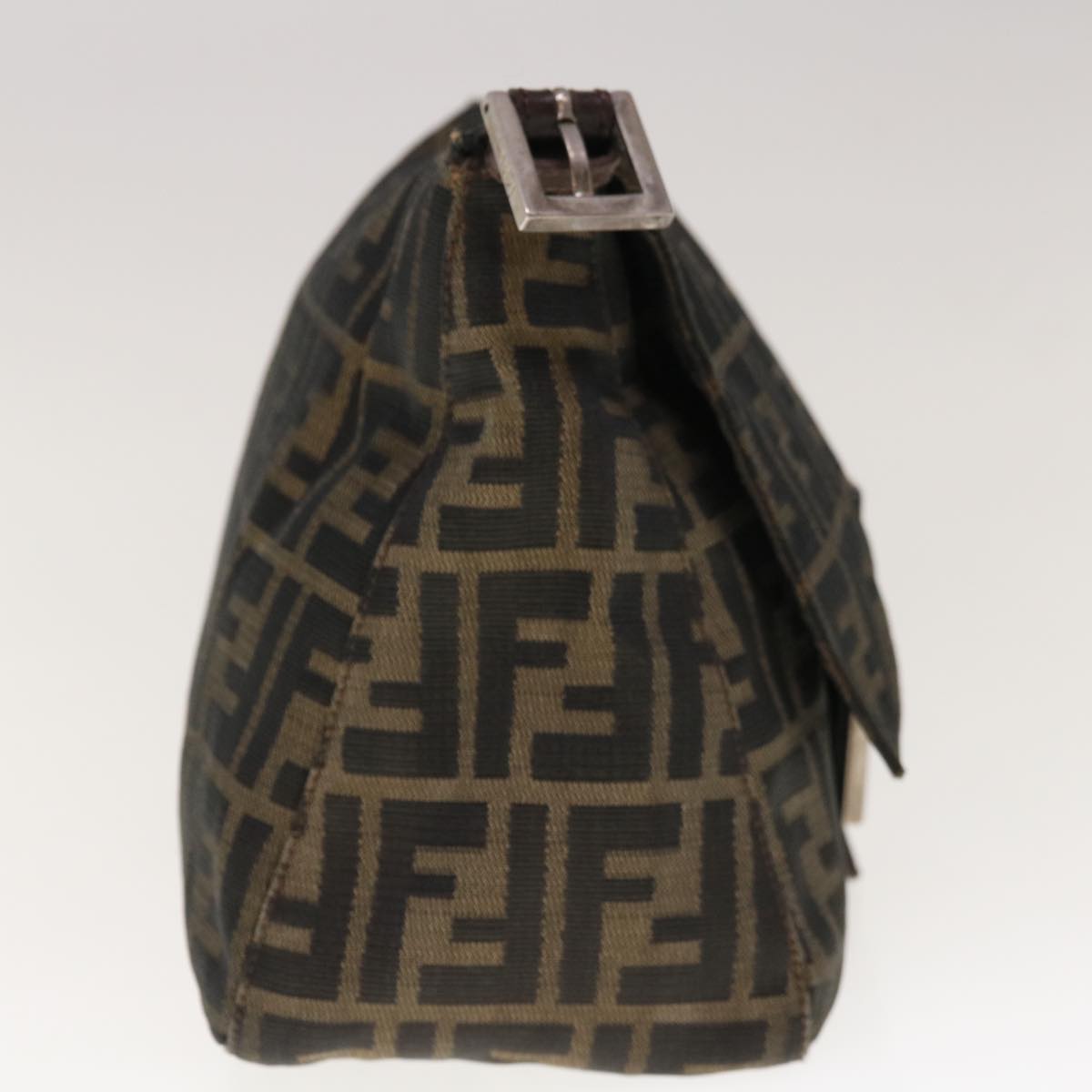 FENDI Zucca Canvas Mamma Baguette Shoulder Bag Brown Blackyk10323