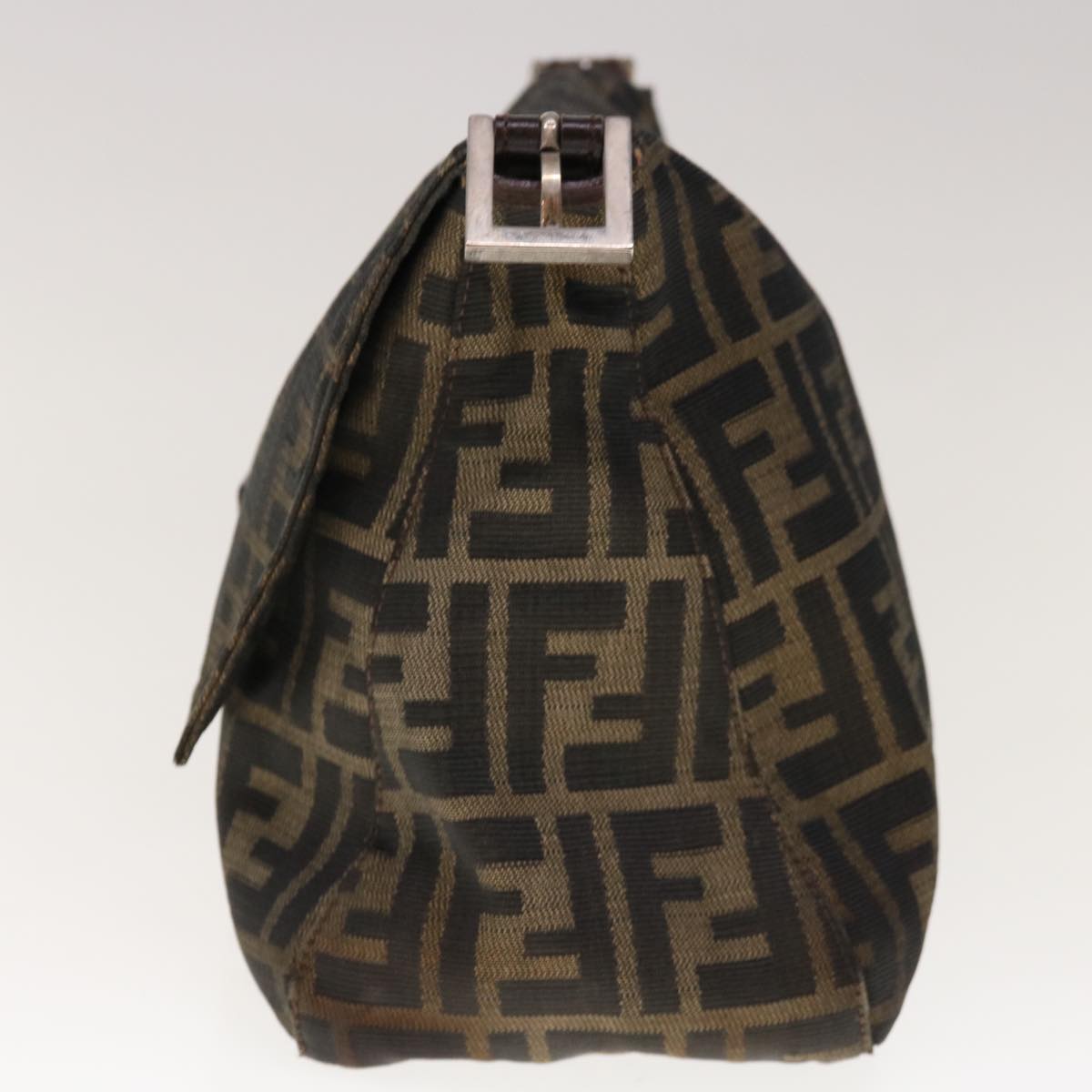 FENDI Zucca Canvas Mamma Baguette Shoulder Bag Brown Blackyk10323
