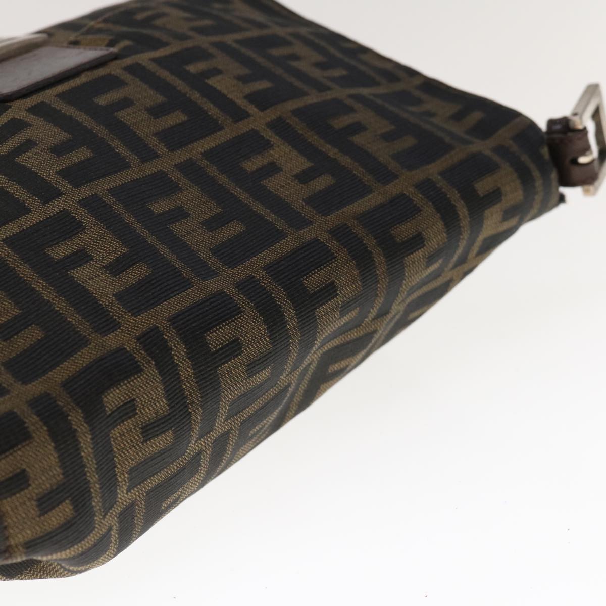 FENDI Zucca Canvas Mamma Baguette Shoulder Bag Brown Blackyk10323