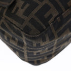 FENDI Zucca Canvas Mamma Baguette Shoulder Bag Brown Blackyk10323