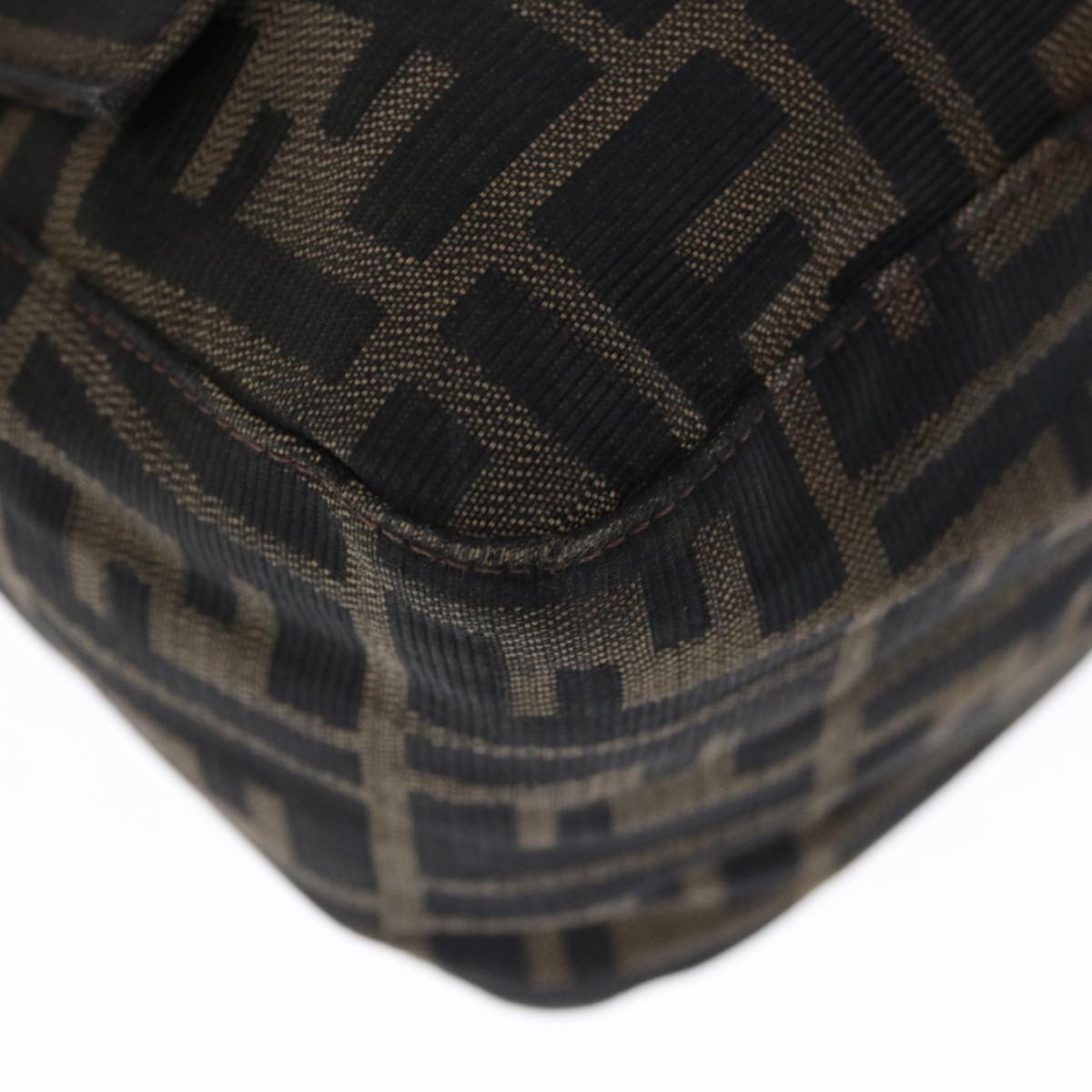 FENDI Zucca Canvas Mamma Baguette Shoulder Bag Brown Blackyk10323