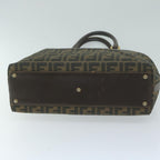 FENDI Zucca Canvas Hand Bag Black Brownyk10338