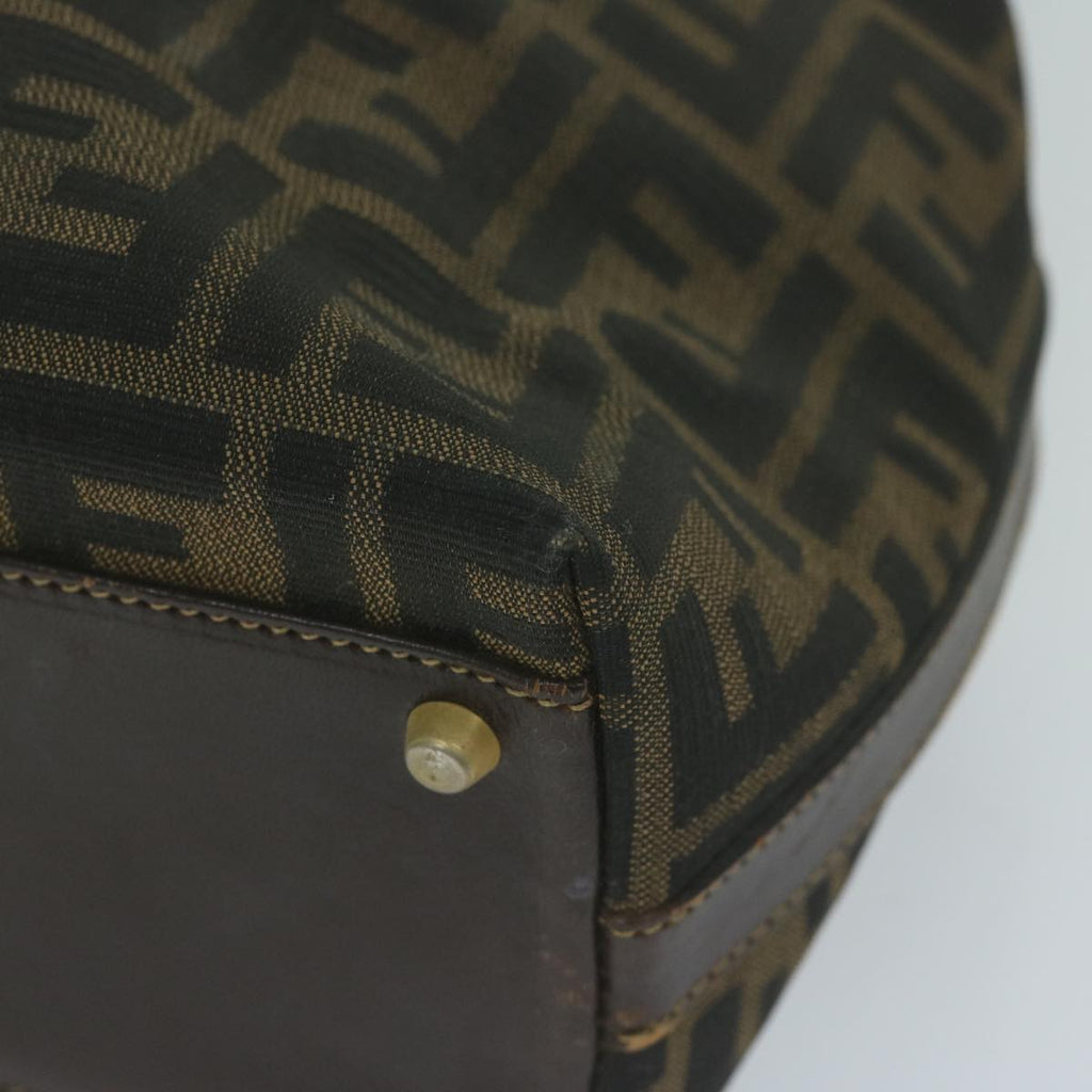 FENDI Zucca Canvas Hand Bag Black Brownyk10338