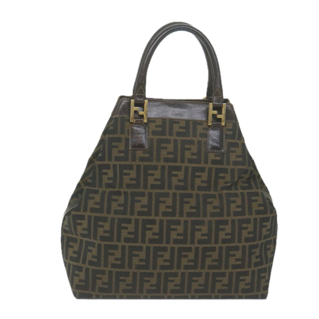 FENDI Zucca Canvas Hand Bag Black Brownyk10338