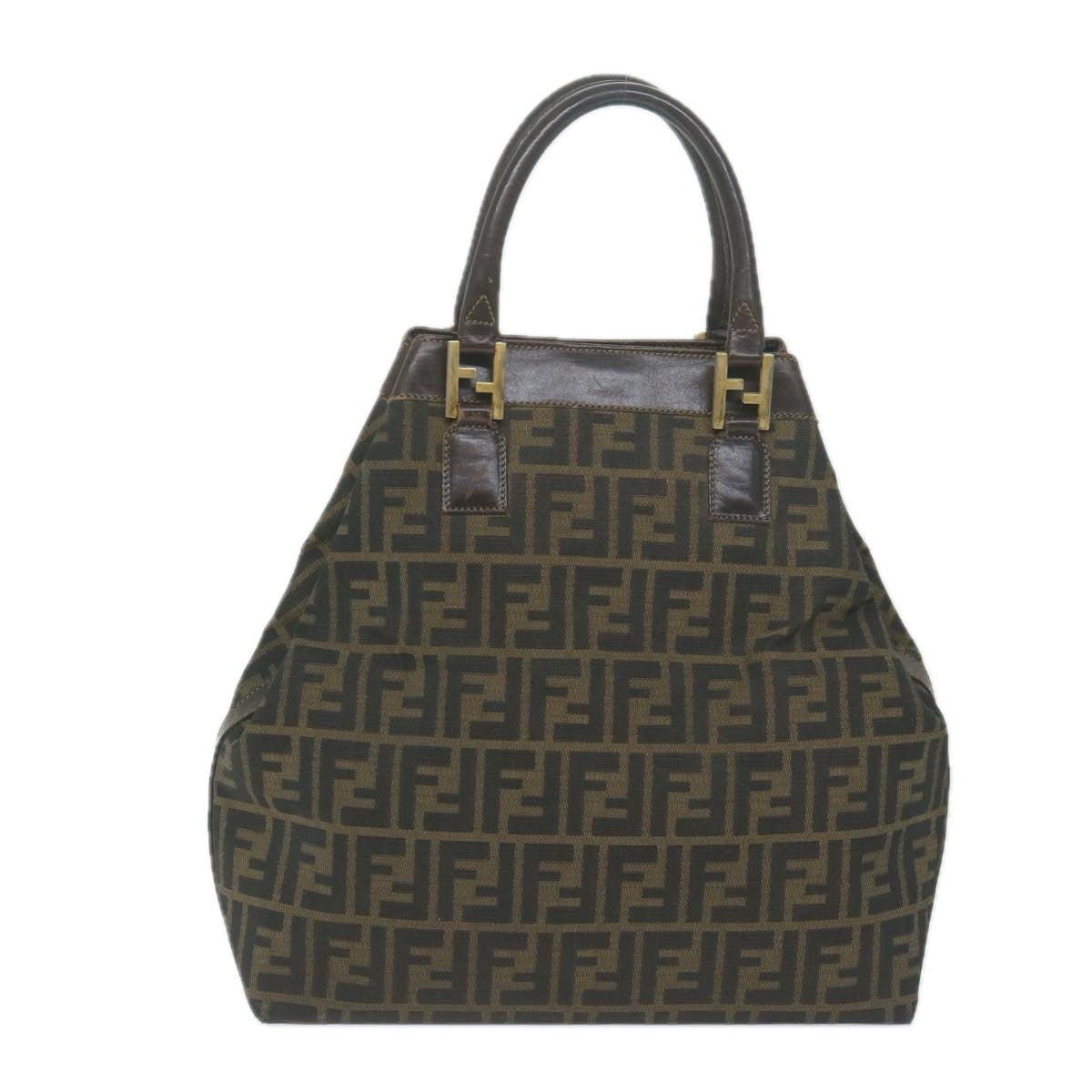 FENDI Zucca Canvas Hand Bag Black Brownyk10338