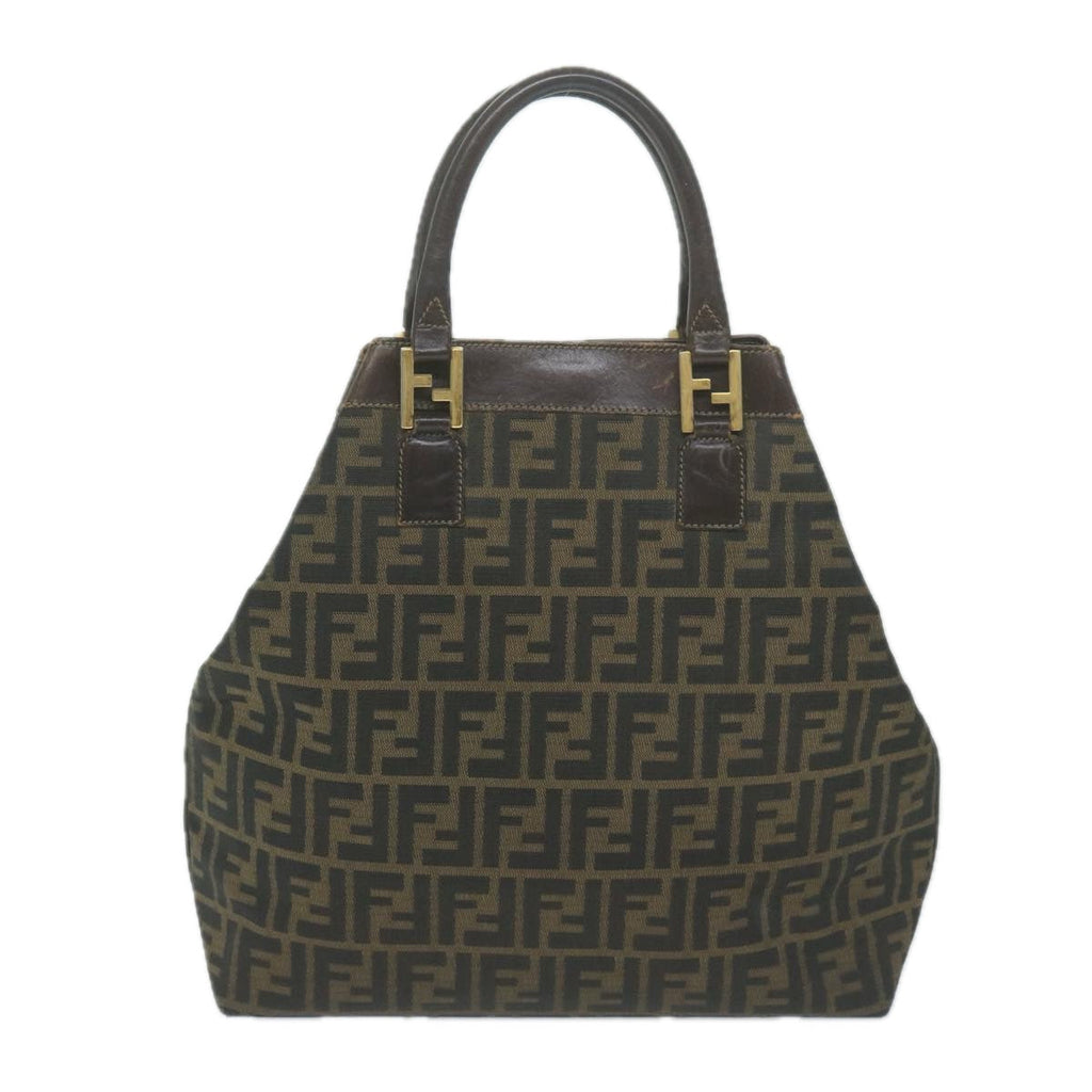 FENDI Zucca Canvas Hand Bag Black Brownyk10338