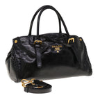 PRADA Hand Bag Leather 2way Black  yk10343