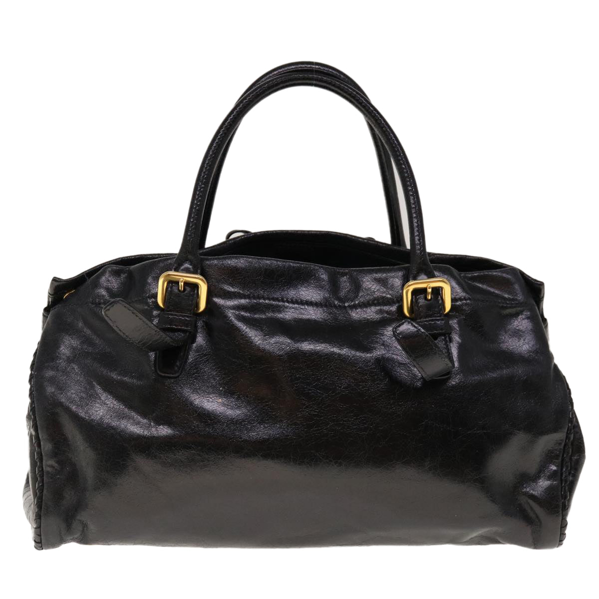 PRADA Hand Bag Leather 2way Black  yk10343