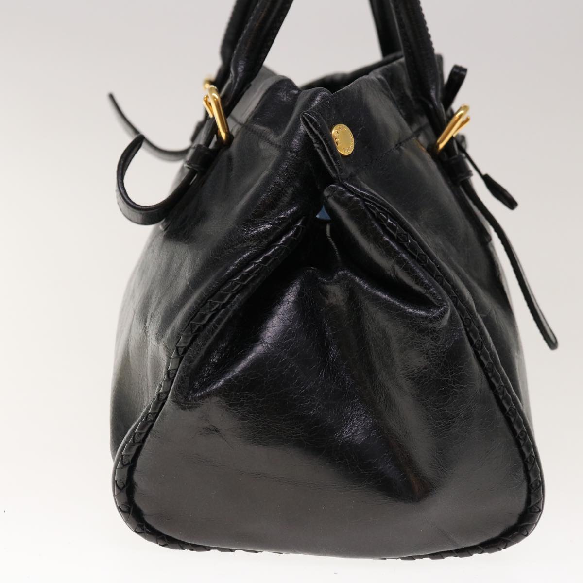 PRADA Hand Bag Leather 2way Black  yk10343