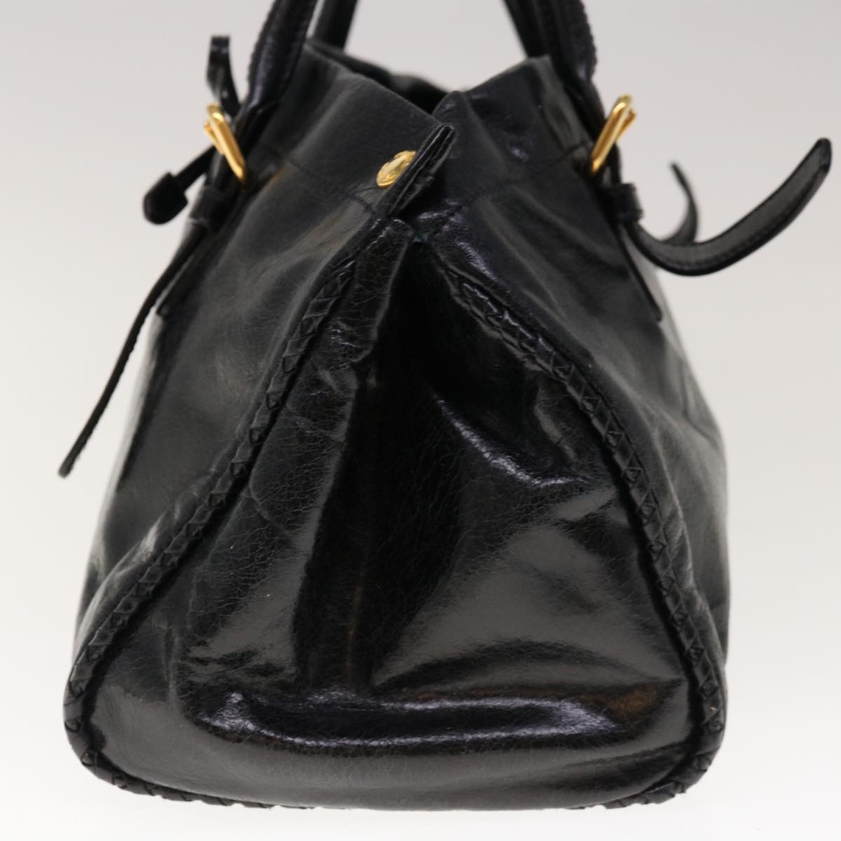 PRADA Hand Bag Leather 2way Black  yk10343