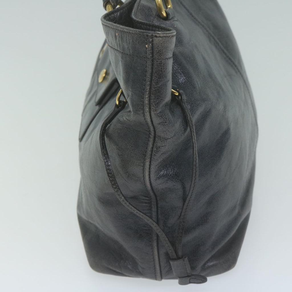 PRADA Hand Bag Leather Black  yk10344