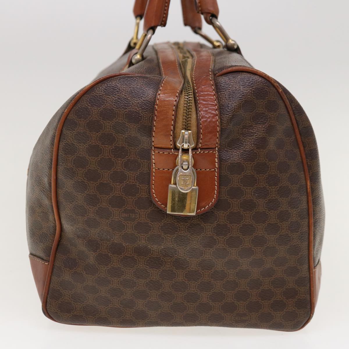 CELINE Macadam Canvas Boston Bag PVC Brown 10345