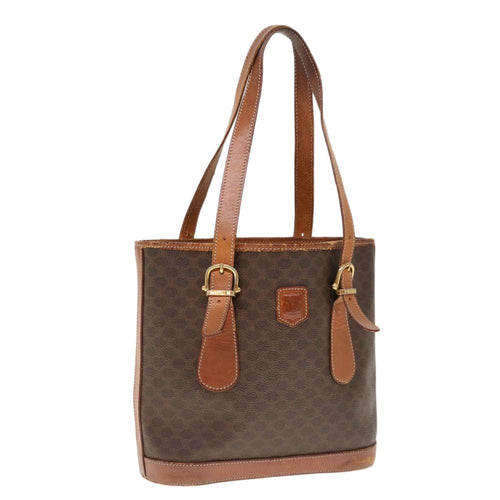 CELINE Macadam Canvas Shoulder Bag PVC Brown 10346