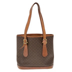 CELINE Macadam Canvas Shoulder Bag PVC Brown 10346