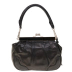 PRADA Gamaguchi Shoulder Bag Leather Black  yk10400