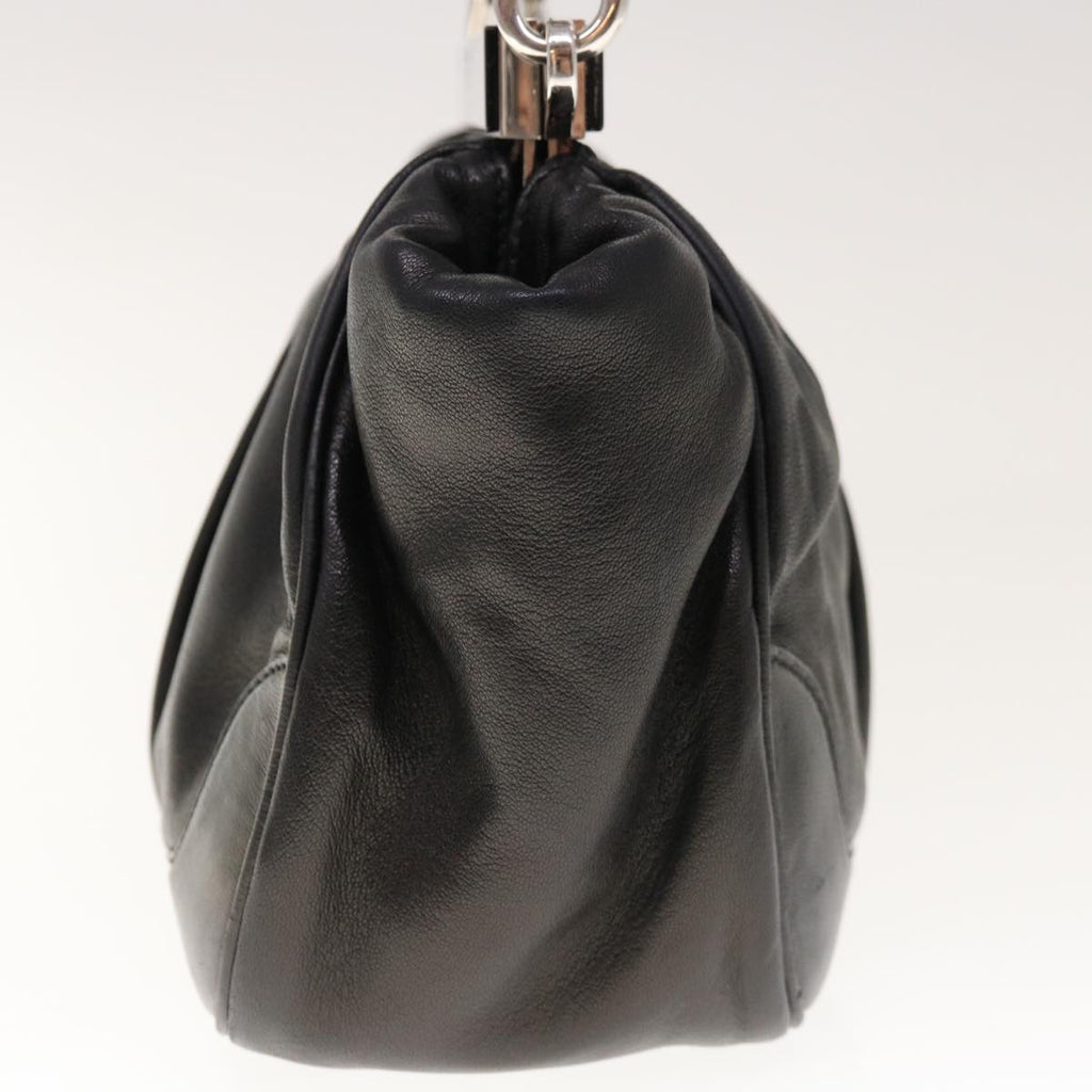 PRADA Gamaguchi Shoulder Bag Leather Black  yk10400
