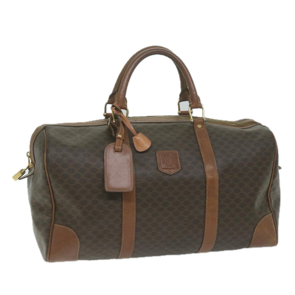 CELINE Macadam Canvas Boston Bag PVC Brown 10414