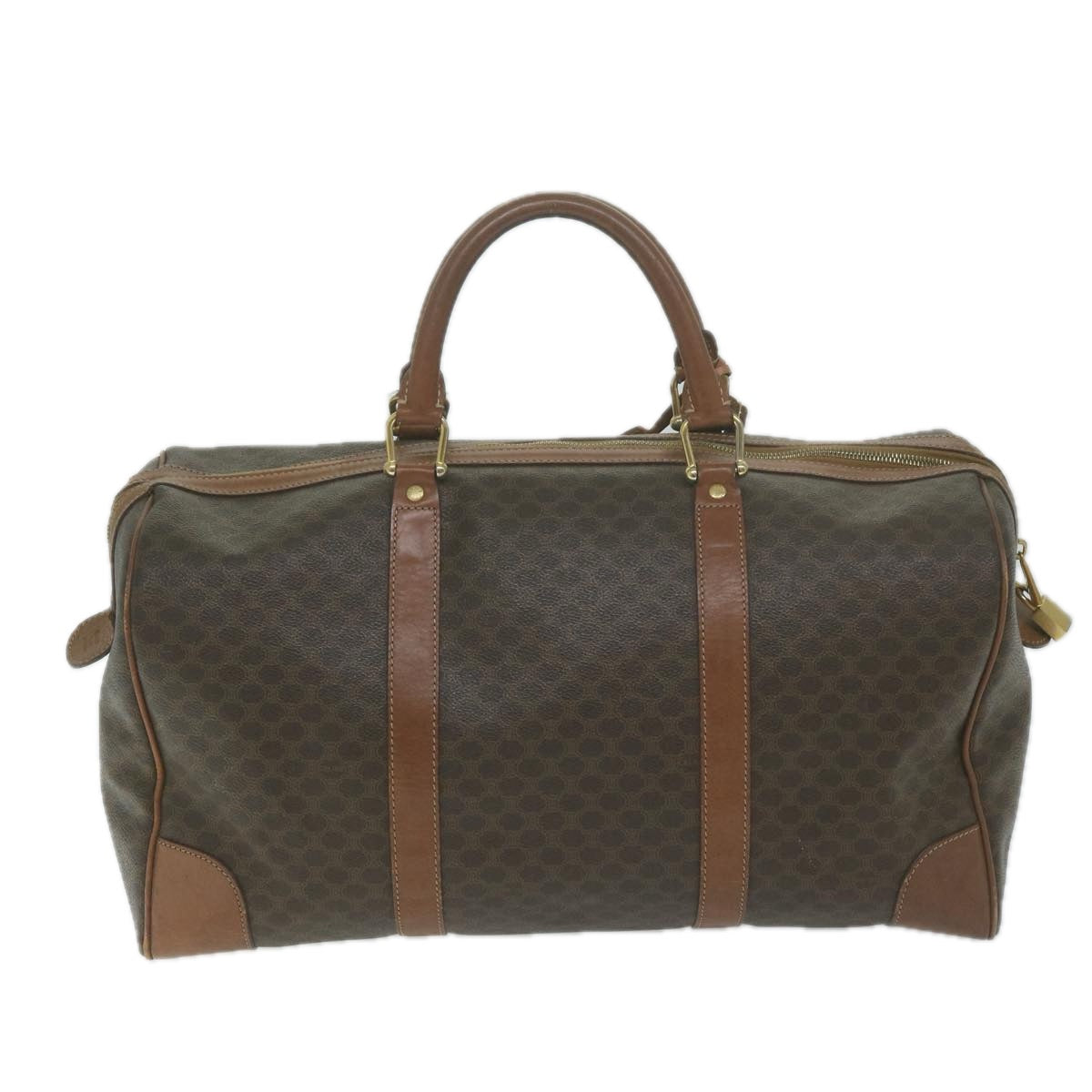 CELINE Macadam Canvas Boston Bag PVC Brown 10414