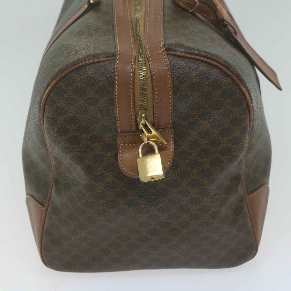 CELINE Macadam Canvas Boston Bag PVC Brown 10414