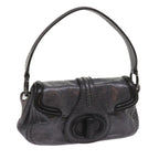 PRADA Turn Lock Shoulder Bag Leather Gray  yk10458