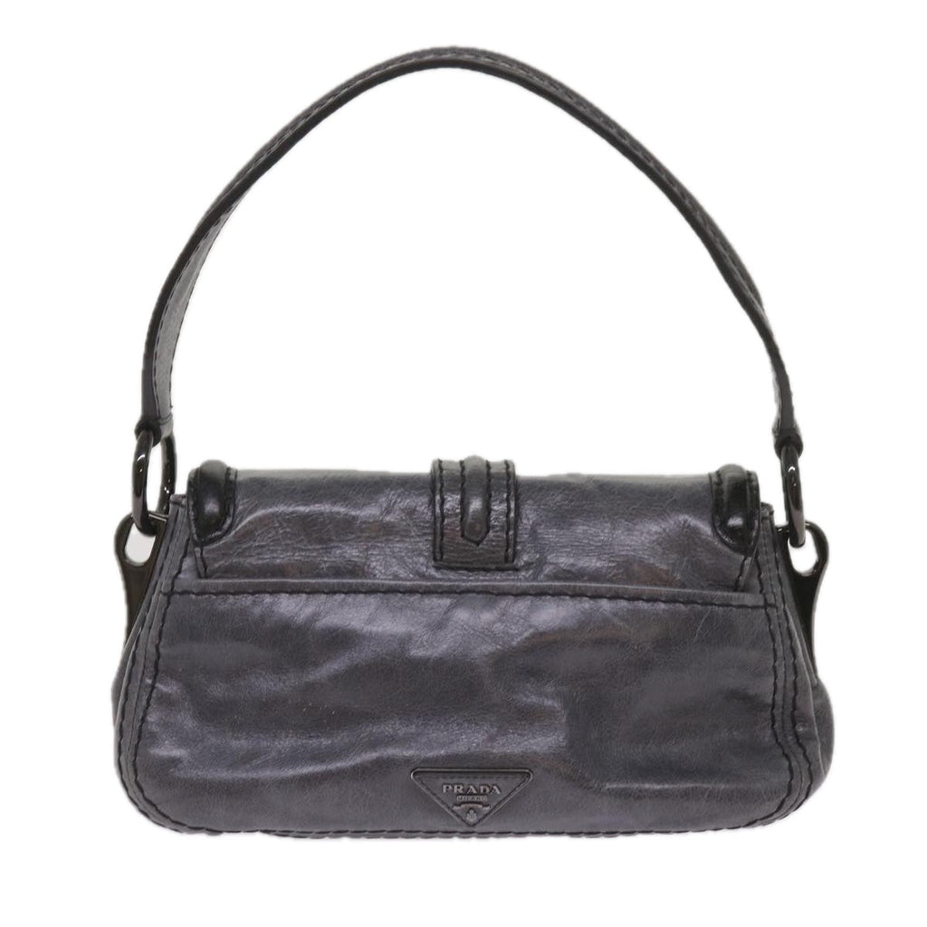 PRADA Turn Lock Shoulder Bag Leather Gray  yk10458