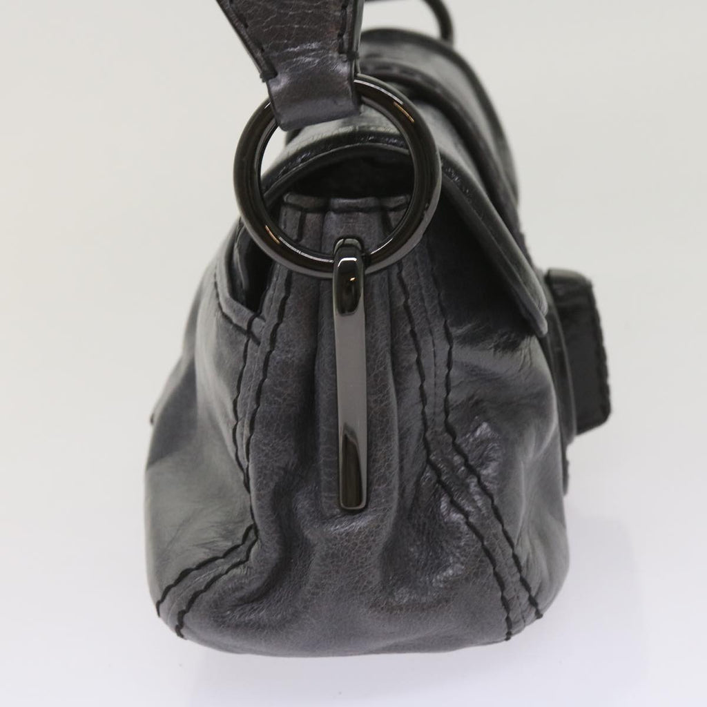 PRADA Turn Lock Shoulder Bag Leather Gray  yk10458