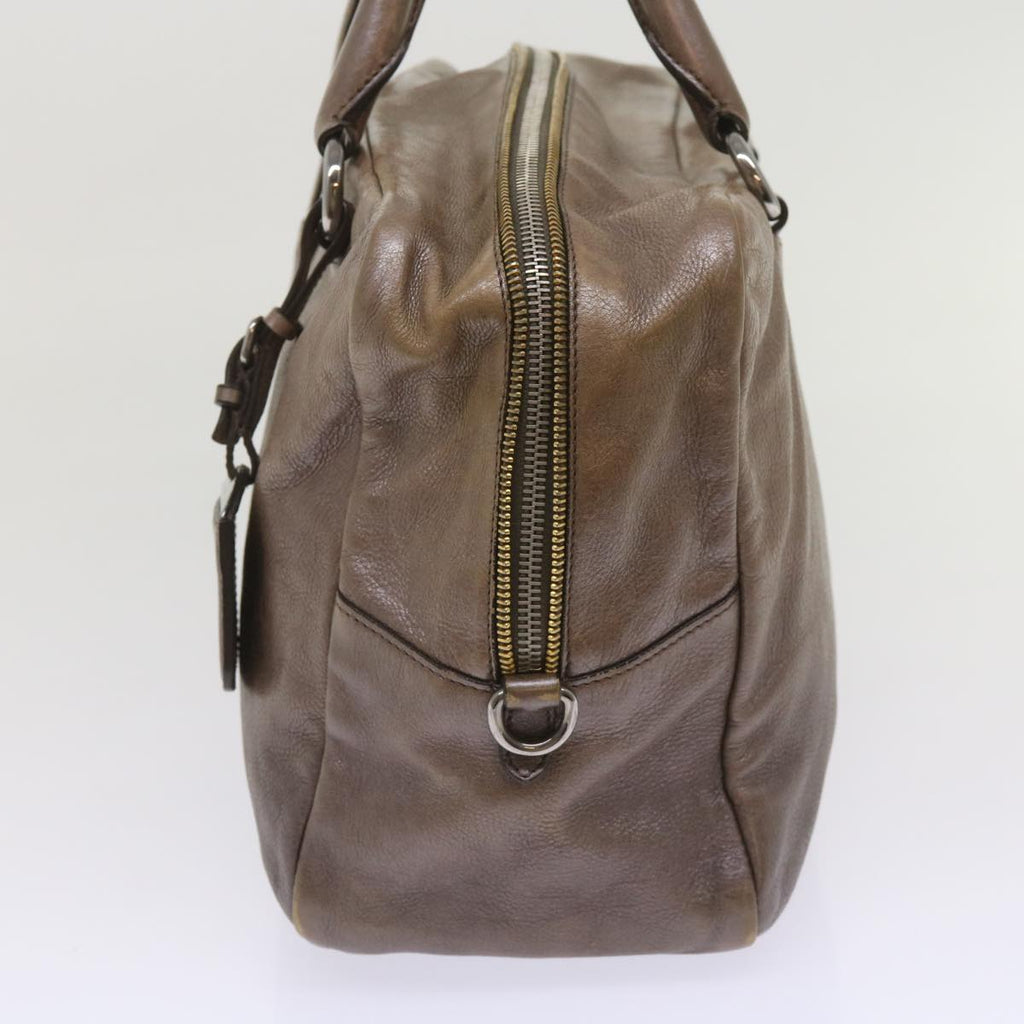 PRADA Hand Bag Leather Brown  yk10465