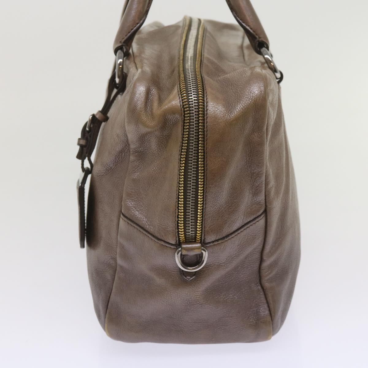 PRADA Hand Bag Leather Brown  yk10465