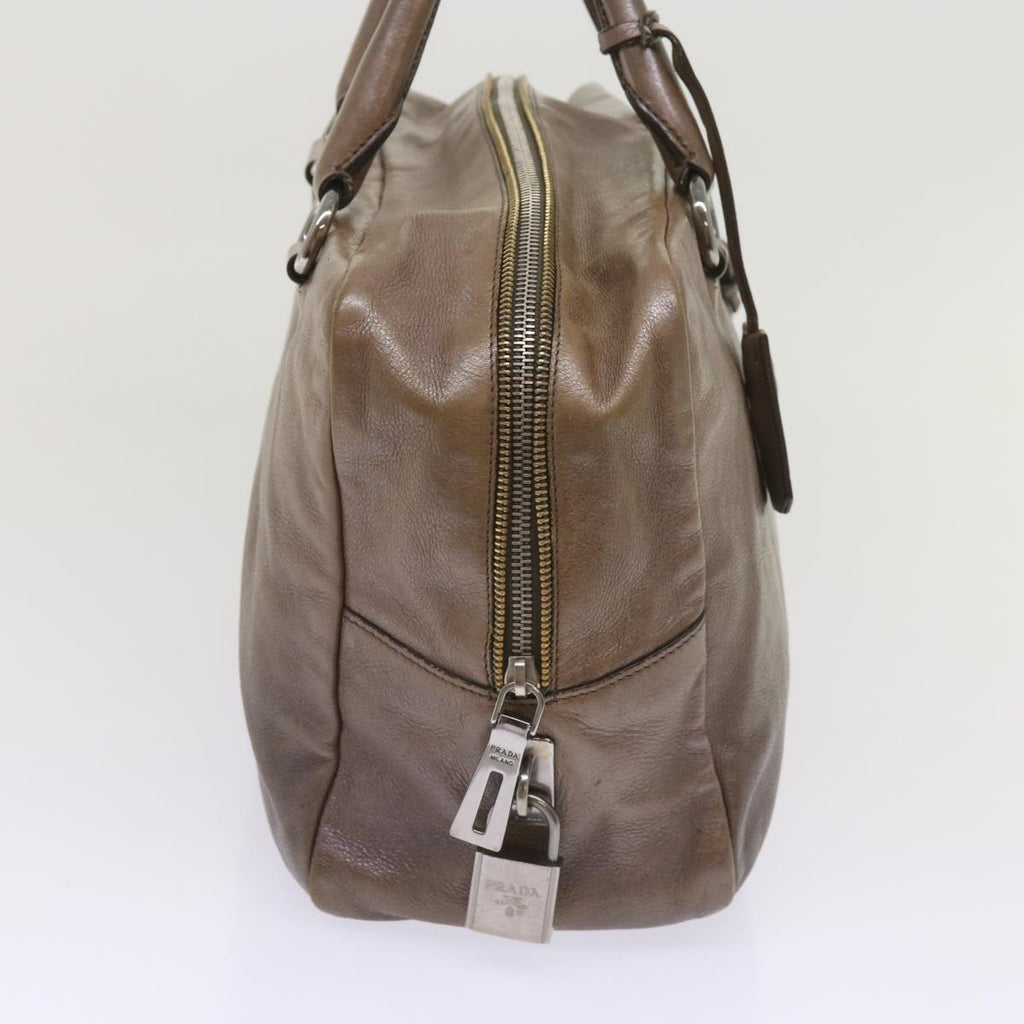 PRADA Hand Bag Leather Brown  yk10465