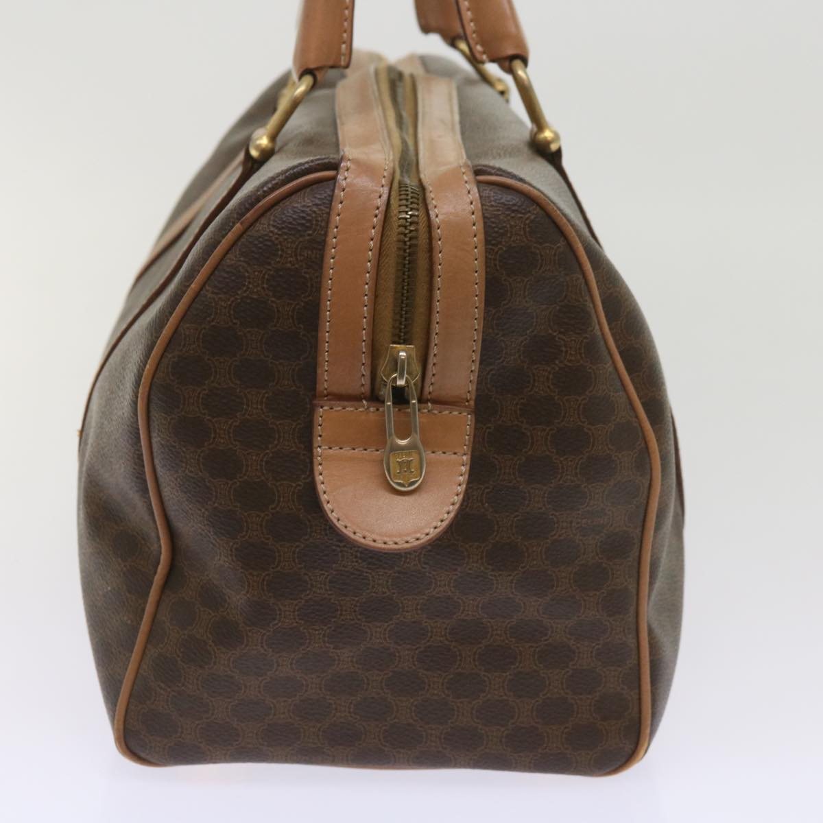 CELINE Macadam Canvas Boston Bag PVC Brown 10470