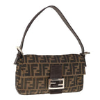 FENDI Zucca Canvas Mamma Baguette Shoulder Bag Brown Blackyk10477