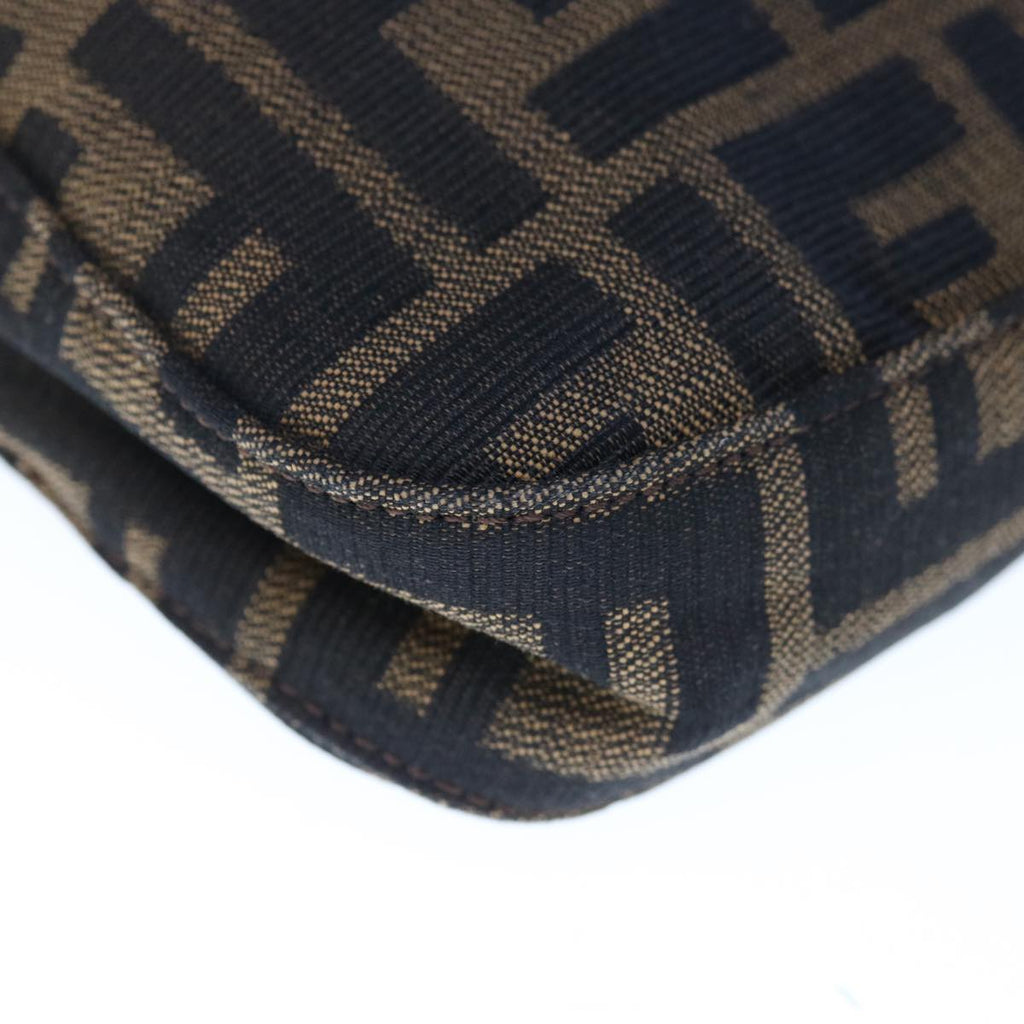 FENDI Zucca Canvas Mamma Baguette Shoulder Bag Brown Blackyk10477