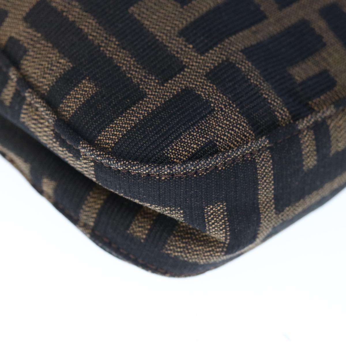 FENDI Zucca Canvas Mamma Baguette Shoulder Bag Brown Blackyk10477