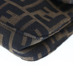 FENDI Zucca Canvas Mamma Baguette Shoulder Bag Brown Blackyk10477