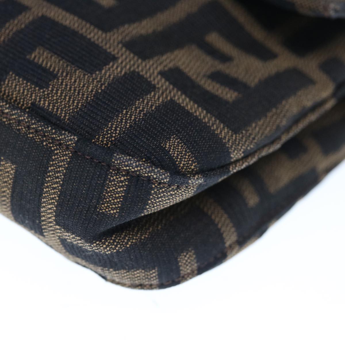 FENDI Zucca Canvas Mamma Baguette Shoulder Bag Brown Blackyk10477