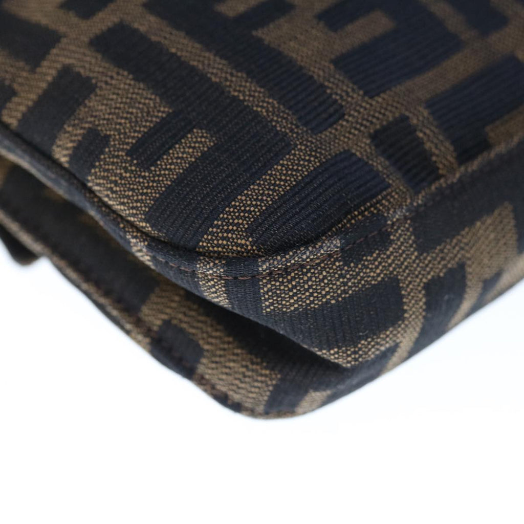 FENDI Zucca Canvas Mamma Baguette Shoulder Bag Brown Blackyk10477