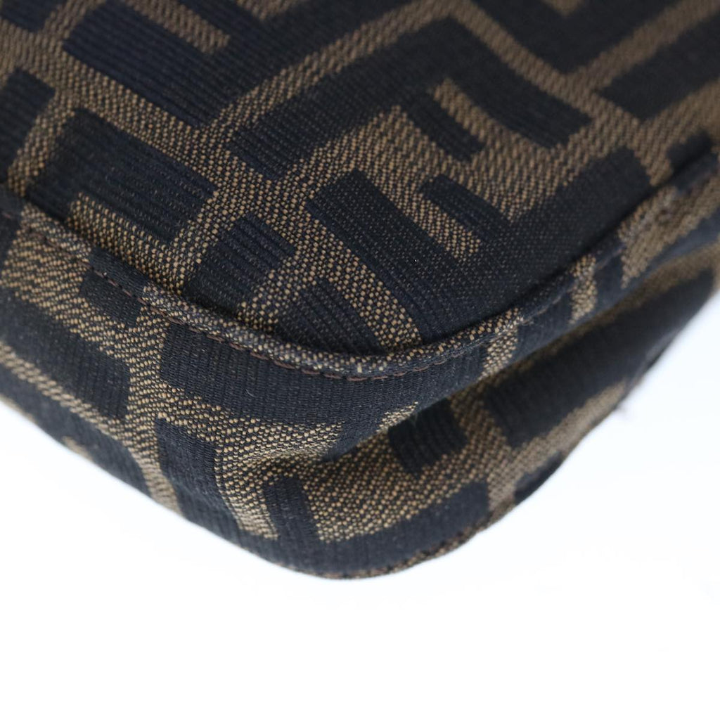 FENDI Zucca Canvas Mamma Baguette Shoulder Bag Brown Blackyk10477