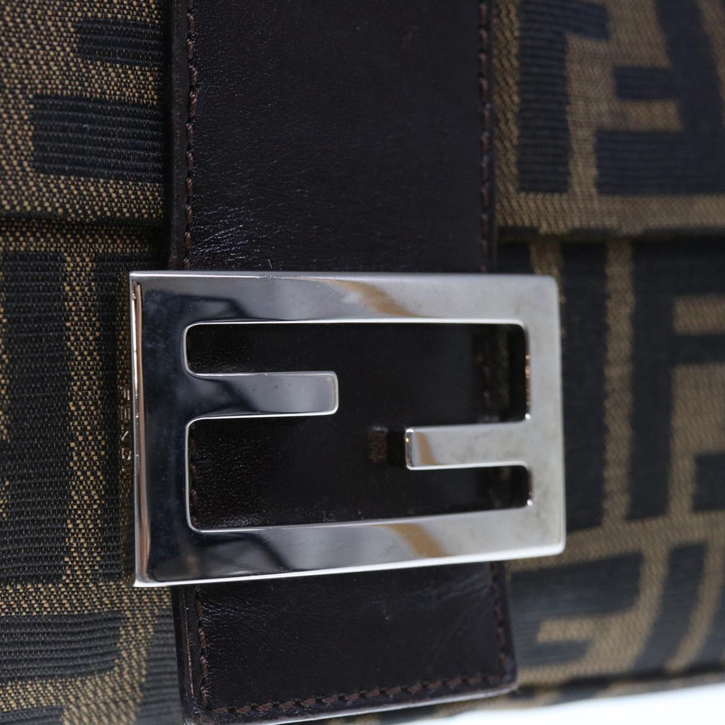 FENDI Zucca Canvas Mamma Baguette Shoulder Bag Brown Blackyk10477