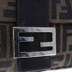 FENDI Zucca Canvas Mamma Baguette Shoulder Bag Brown Blackyk10477